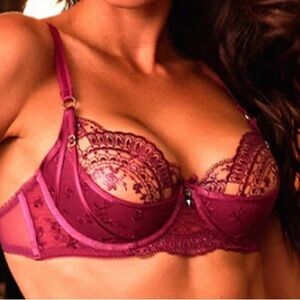 NWT Honey Birdette Julie Berry Wine Lace Bra